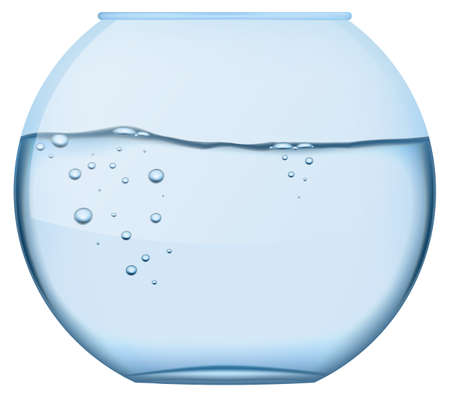 Empty fishbowl. Realistic aquarium. Glass water tank isolated on white backgroundのイラスト素材