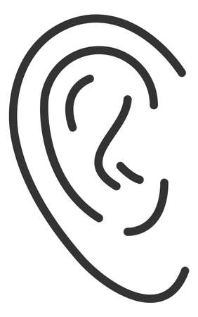 Ear line icon. Hearing symbol. Audible logo isolated on white background