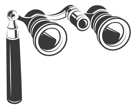 Vintage opera glasses. Theatrical binoculars in pen ink style isolated on white backgroundのイラスト素材