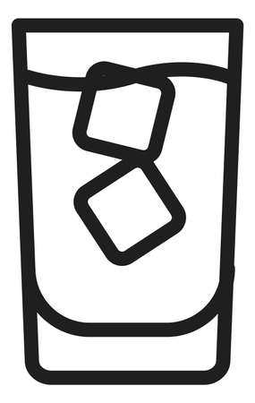 Glass with cold drink. Ice cubes in liquid icon isolated on white backgroundのイラスト素材