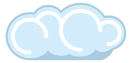 Cute cartoon cloud. Blue fluffy round icon isolated on white backgroundのイラスト素材