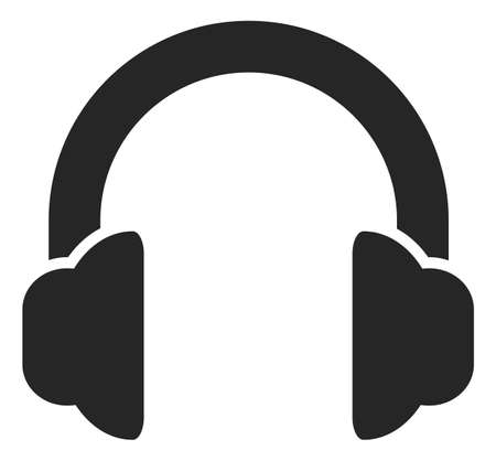 Headphones icon. Earphones symbol in black glyph style isolated on white backgroundのイラスト素材