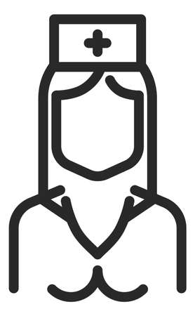 Woman doctor icon. Nurse avatar in line style isolated on white backgroundのイラスト素材