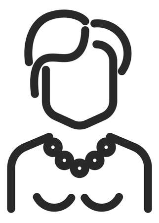 Woman line avatar. Middle aged female icon isolated on white backgroundのイラスト素材