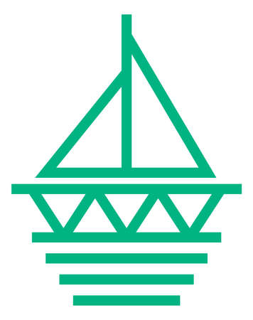 Stylized boat  . Geometric ship icon. Yacht symbol isolated on white backgroundのイラスト素材