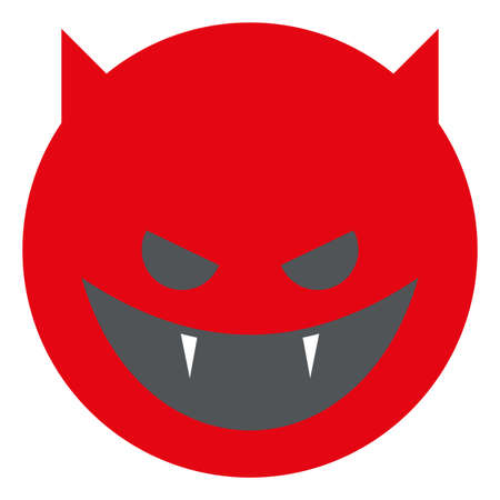 Red devil face. Evil emoji. Naughty symbol isolated on white backgroundのイラスト素材