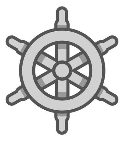 Ship steering wheel icon. Nautical course control symbol isolated on white backgroundのイラスト素材