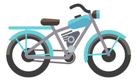 Moped icon. Blue small motorcycle side view isolated on white backgroundのイラスト素材