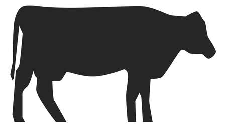 Cow black silhouette. Fram cattle animal icon isolated on white backgroundのイラスト素材