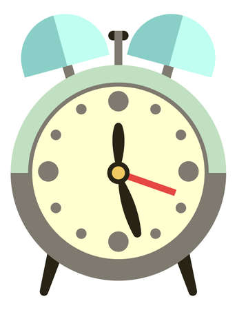 Alarm clock with round face and arrows. Time flat icon isolated on white backgroundのイラスト素材