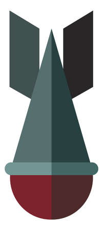 Aerial bomb flat icon. Falling explosive weapon. Military symbol isolated on white backgroundのイラスト素材