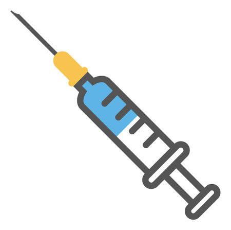 Syringe icon. Injection shot with medical needle. Vaccine symbol isolated on white backgroundのイラスト素材