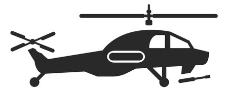 Helicopter icon. Military rotor aircraft. Air force transport isolated on white backgroundのイラスト素材