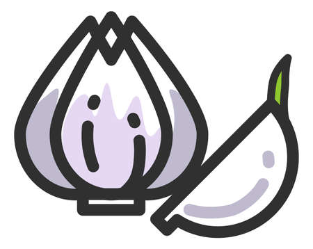 Garlic icon. White bulb of food flavoring condiment isolated on white backgroundのイラスト素材