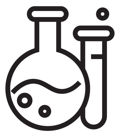 Laboratory flask icon. Science glassware with chemical liquid isolated on white backgroundのイラスト素材