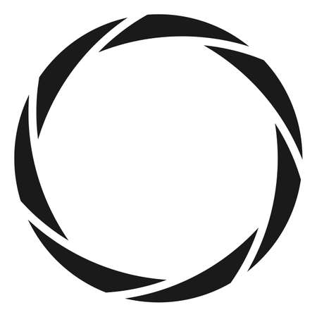 Camera lens frame. Open focal device. Aperture icon isolated on white backgroundのイラスト素材