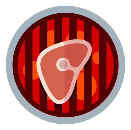 Meat on grill icon. Top view beef on barbecue bars isolated on white backgroundのイラスト素材