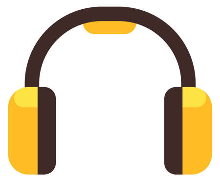 Safety earphones. Noise protection icon. Yellow headphones isolated on white backgroundのイラスト素材