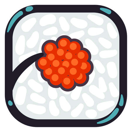 Maki icon. Traditional bento food. Fish egg roll isolated on white backgroundのイラスト素材