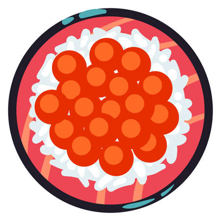 Roe roll icon. Japanese food icon. Tasty asian seafood isolated on white backgroundのイラスト素材