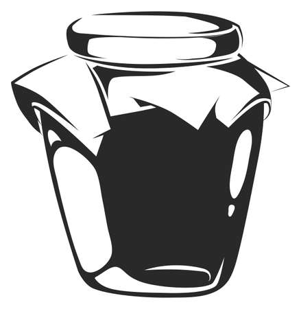 Glass jar icon. Sweet jam or honey black logo isolated on white backgroundのイラスト素材