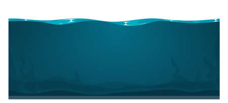 Deep sea seamless background. Cartoon ocean surface isolated on white backgroundのイラスト素材