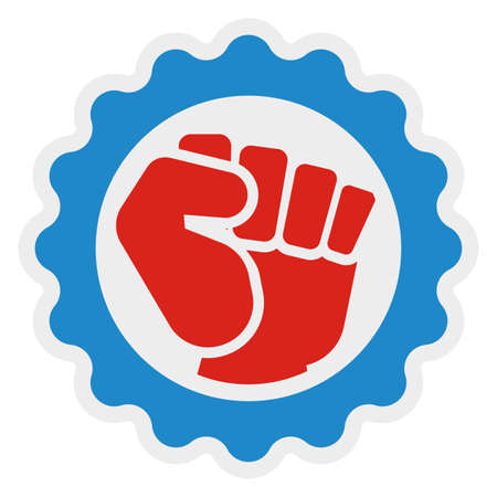 Red fist emblem. Power fight round symbol isolated on white background