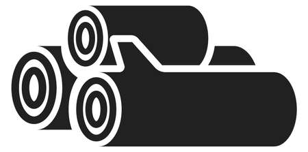 Wooden logs pile icon. Firewood black logo isolated on white backgroundのイラスト素材