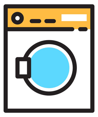 Washing machine icon. Laundry device color symbol isolated on white backgroundのイラスト素材