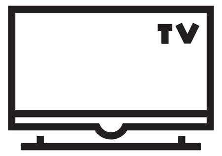 Tv icon. Television screen black line symbol isolated on white backgroundのイラスト素材