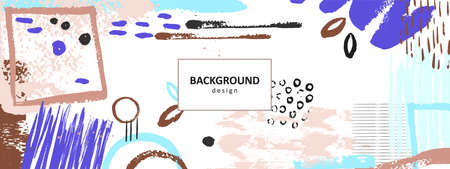 Grunge abstract shapes background. Contemporary banner design, trendy chaos decorative headline, presentation page or ad vector poster. Illustration of grunge texture pattern backgroundのイラスト素材