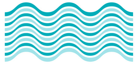 Line waves pattern. Blue sea water surface isolated on white backgroundのイラスト素材