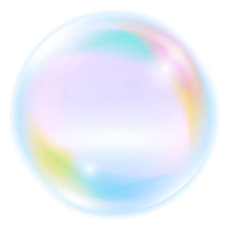 Rainbow color underwater bubble. Realistic water foam isolated on white backgroundのイラスト素材