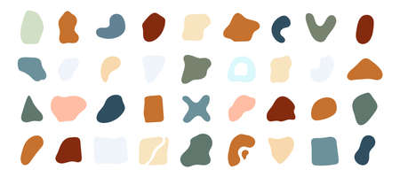 Abstract contemporary organic shapes isolated elements. Liquid blobs forms, simple blotch and different or stone silhouettes. Vector trendy design collection of contemporary form isolated illustrationのイラスト素材