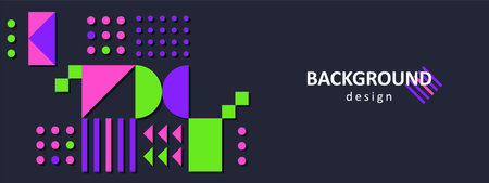 Geometric shapes design, modern bauhaus neon colors background. Abstract vector backdrop, presentation, web page elements or ad template of bauhaus minimal shape geometric illustrationのイラスト素材