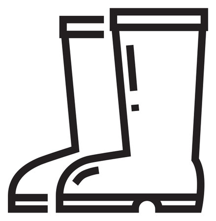 Rubber boots line icon. Water protection equipment isolated on white backgroundのイラスト素材