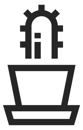 Cactus pot icon. Succulent in flowerpot black line symbol isolated on white backgroundのイラスト素材