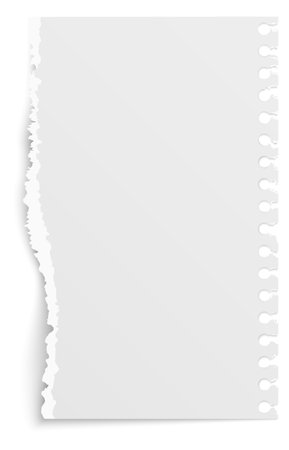 Ripped notepad sheet. Realistic paper page mockup isolated on white backgroundのイラスト素材