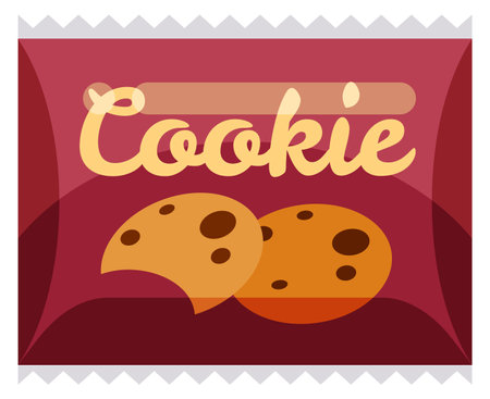Cookie pack cartoon icon. Sweet snack bag isolated on white backgroundのイラスト素材