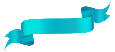 Blue ribbon. Realistic banner flag. Textile scroll isolated on white backgroundのイラスト素材