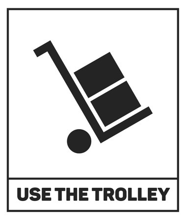 Use the trolley packaging sign. Shipping label isolated on white backgroundのイラスト素材