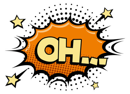 Oh sound frame in comic pop art style with halftone shadow isolated on white backgroundのイラスト素材