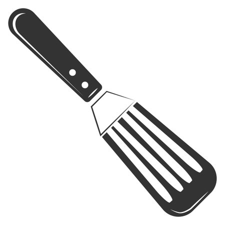 Spatula black icon. Cooking grill tool symbol isolated on white backgroundのイラスト素材