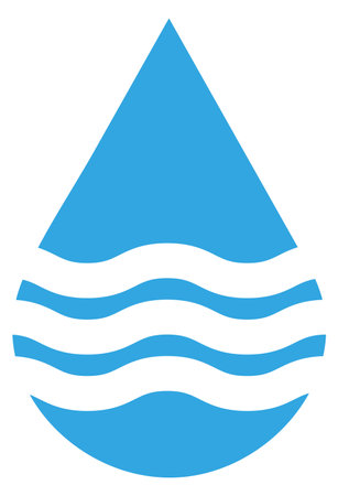 Water drop logo. Ocean waves in blue shape isolated on white backgroundのイラスト素材
