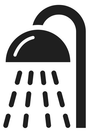 Shower water black icon. Daily hygiene symbol isolated on white backgroundのイラスト素材