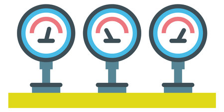 Industrial gauges icon. Round pressure indicators machinery isolated on white backgroundのイラスト素材