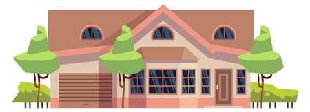 Suburban house icon. Town cottage. Village villa isolated on white backgroundのイラスト素材