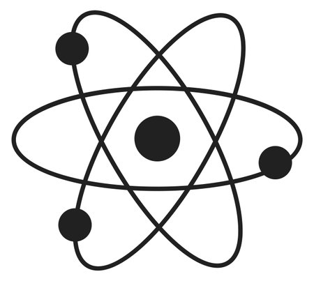 Atom model icon. Physics symbol. Nuclear structure isolated on white backgroundのイラスト素材