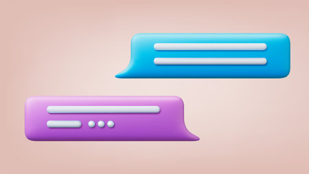 Dialog speech balloons 3d elements. Voice message or talk bubbles. Chat, text icons for messenger....