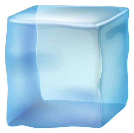 Crystal ice cube. Cold glossy water block isolated on white backgroundのイラスト素材